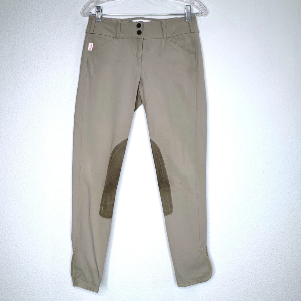 TAILORED SPORTSMAN Trophy Hunter Front Zip Knee Patch Breeches 26 Tan Style 1967